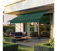 pro.tec Store Banne Manuel Rétractable pour Terrasse Marquise Soleil de Balcon Auvent Téléscopique Hauteur et Inclinaison Réglable sans Perçage Acier Polyester 400 x 120 x 220-309 cm Vert Foncé