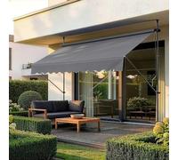 pro.tec Store Banne Manuel Rétractable pour Terrasse Marquise Soleil de Balcon Auvent Téléscopique Hauteur et Inclinaison Réglable sans Perçage Acier Polyester 300 x 120 x 220-309 cm Gris Ardoise