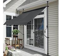 pro.tec Store Banne Manuel Rétractable pour Terrasse Marquise Soleil de Balcon Auvent Téléscopique Hauteur et Inclinaison Réglable sans Perçage Acier Polyester 200 x 120 x 200-300 cm Anthracite