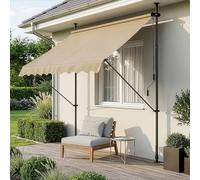 pro.tec Store Banne Manuel Rétractable pour Terrasse Marquise Soleil de Balcon Auvent Téléscopique Hauteur et Inclinaison Réglable sans Perçage Acier Polyester 150 x 120 x 220-309 cm Sable