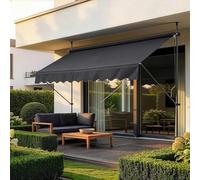 pro.tec Store Banne Manuel Rétractable pour Terrasse Marquise Soleil de Balcon Auvent Téléscopique Hauteur et Inclinaison Réglable sans Perçage Acier Polyester 300 x 120 x 220-309 cm Noir