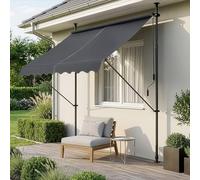 pro.tec Store Banne Manuel Rétractable pour Terrasse Marquise Soleil de Balcon Auvent Téléscopique Hauteur et Inclinaison Réglable sans Perçage Acier Polyester 150 x 120 x 200-300 cm Anthracite
