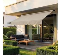 pro.tec Store Banne Manuel Rétractable pour Terrasse Marquise Soleil de Balcon Auvent Téléscopique Hauteur et Inclinaison Réglable sans Perçage Acier Polyester 200 x 120 x 220-309 cm Sable