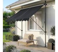 pro.tec Store Banne Stem sans Perçage 150 x 120 x 220-309 cm Noir | Manuel Rétractable pour Terrasse Marquise Soleil de Balcon Auvent Téléscopique Hauteur et Inclinaison Réglable