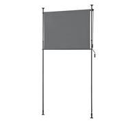 pro.tec Store Extérieur aux Barres Téléscopiques sans Perçage pour Terrasse Brise-Vue Solide à Manivelle Polyester Aluminium Acier 134 x 270 x 310 cm Gris Foncé