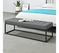 pro.tec Tabouret Rembourré Banc Élégant Banquette Stylée Solide avec Pieds Métalliques Housse Textile 120 x 40 x 38 cm Gris