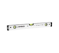PRO800 Niveau À Bulle 60cm fraisé des deux côtés avec Profil Ergonomique et pente de 2% - ERS+ (Easy Reading System) - Niveau a Bulle précis avec embouts Antichocs - Couleur Argenté