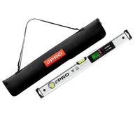 PRO900 Niveau Electronique 60cm avec 2 écrans LCD et pochette - Niveau à bulle numérique avec mémoire de mesure jusqu'à 19 résultats - Indice de protection IP65 - Couleur Blanche