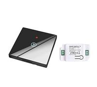 proAMEDEN Interrupteur mural tactile, sans câblage, 10A, fonctionne avec l'application Tuya/Smart Life, compatible avec ALexa, Google Assistant (1/un-1*Gang Wireless Switch Black+1/un Controller)1Kit
