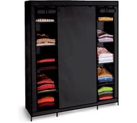 ProBache Armoire de Rangement Penderie Pliable 132x45x178 cm Noir Dressing XXL avec 3 Ouvertures