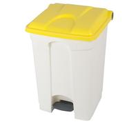 Probbax SO-1245-WYEL - Poubelle Collecteur Blanc à Pédales Couvercle Jaune 45L