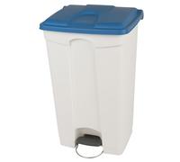 Probbax SO-1290-WBLU - Poubelle Collecteur à Pédales Couvercle Bleu 90L | Capacité 90 l, l x h x p 505 x 790 x 410 mm, blanc, couvercle bleu