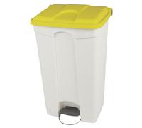 Probbax SO-1290-WYEL - Poubelle Collecteur à Pédales Couvercle Jaune 90L | Capacité 90 l, l x h x p 505 x 790 x 410 mm, blanc, couvercle jaune