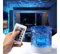 Probuk Projecteur Ciel Étoilé Aurore Boréale, Lampe Cube Cristal 16 Couleurs avec Télécommande USB, Veilleuse Projection Ondulation d’Eau pour Chambre Décoration et Cadeau（Forme cylindrique）