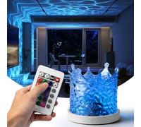 Probuk Projecteur Ciel Étoilé Aurore Boréale, Lampe Cube Cristal 16 Couleurs avec Télécommande USB, Veilleuse Projection Ondulation d’Eau pour Chambre Décoration et Cadeau（La Couronne）