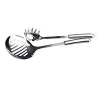 Probus - 670229 Cuillère-passoire et cuillère à spaghetti en acier inoxydable, poignée ergonomique, lavables au lave-vaisselle, Argenté