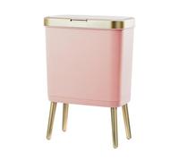 Procade Poubelle de salle de bain avec couvercle, 12 litres, grande poubelle en plastique avec bouton poussoir, poubelle fine dorée pour chambre, bureau, cuisine