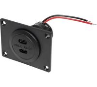 ProCar Power USB-C double prise PD/QC sans LED avec plaque de montage Charge de courant max=3 A 12 ou 24 V/DC