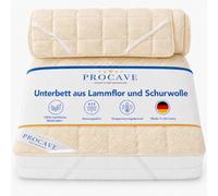 PROCAVE sur-Matelas en Velours de Laine de Mouton et Laine Vierge, sur-Matelas de Haute qualité, protège-Matelas doté de 4 Coins élastiqués, alèse 90x190 cm