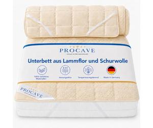 PROCAVE sur-Matelas en Velours de Laine de Mouton et Laine Vierge, sur-Matelas de Haute qualité, protège-Matelas doté de 4 Coins élastiqués, alèse 80x200 cm