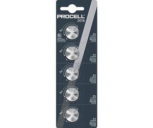 Procell Specialty 2016 Lithium Coin Battery 3V, Pack of 5, with Baby Secure Technology and Suitable for Keyfobs, Scales, Wearables and Medical Devices (DL2016/CR2016)