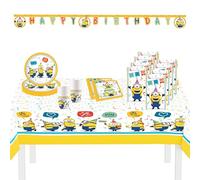 Procos 10215308DY - Set de fête Minions The Rise of Gru, 46 pièces de vaisselle jetable pour anniversaire d'enfant et fête à thème, décoration de table, unbekannt