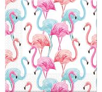 Procos 20 Serviettes en Papier Home compostable Flamants colorés 33 x 33 cm