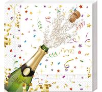 Procos 86849 - Serviettes, Sparkling Celebration, 33x33cm, 20 pièces, motif champagne, Nouvel an, anniversaire