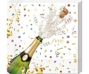 Procos 86849 - Serviettes, Sparkling Celebration, 33x33cm, 20 pièces, motif champagne, Nouvel an, anniversaire