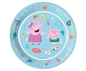 Procos 91877 Peppa Pig Star Shine Lot de 8 Assiettes compostables Motif Cochon 23 cm pour Anniversaire, fête à thème