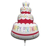 Procos 92446 Ballon en aluminium Happy Birthday Cake Taille 96 cm Gâteau d'anniversaire à l'hélium Décoration d'anniversaire Cadeau