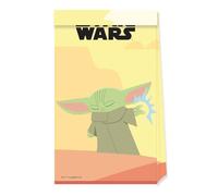 Procos 93132 Lot de 4 Sacs de fête Mandalorian en Papier FSC® Mix - 21 x 13 cm - pour Anniversaire, fête à thème