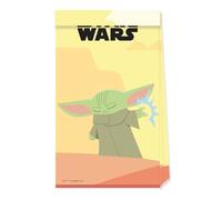 Procos 93132 Lot de 4 Sacs de fête Mandalorian en Papier FSC® Mix - 21 x 13 cm - pour Anniversaire, fête à thème