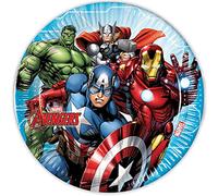 Procos 93432 Lot de 8 assiettes jetables en papier FSC® Mix Mighty Avengers, taille 23 cm, pour anniversaire d'enfant, vaisselle de fête