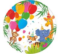 Procos 93780 Lot de 8 assiettes jetables en carton pour anniversaire, fête à thème, jungle, ballons 20 cm