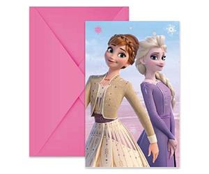 Procos 94057 Lot de 6 invitations La Reine des Neiges 2 Wind Spirit, FSC® Mix, avec enveloppe, pour anniversaire, fête à thème