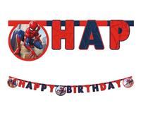 Procos- Bannière d'anniversaire Happy Birthday Spider-Man Crime Fighter en Papier FSC Guirlande, 35123