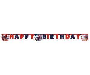 Procos- Bannière d'anniversaire Happy Birthday Spider-Man Crime Fighter en Papier FSC Guirlande, 35123