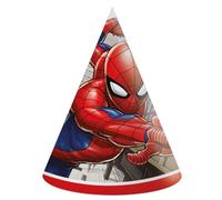 Procos - Casquettes Cône Party Marvel Spider-Man Crime Fighter en Papier FSC, 6 pièces, Multicolore, 93952