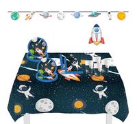 Procos DY 10273857 - Rocket Space Party Set Large, Assiettes, Serviettes, Gobelets, Bannières, Nappe, Ballons, Décoration de table, Décoration d'anniversaire