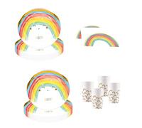 Procos DY10273852 - Regenbogen Party Set Small, Assiettes, serviettes et gobelets, Décoration de table, Décoration d'anniversaire