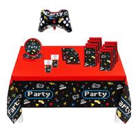 Procos DY10273855 - Gaming Party Set Large, Assiettes, Serviettes, Gobelets, Sacs, Nappe, Ballons, Décoration de table, Décoration d'anniversaire