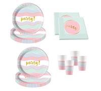 Procos DY10273858 - Elegant Party Set Small, assiettes, serviettes et gobelets, décoration de table, décoration d'anniversaire