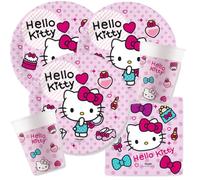 Procos Ensemble de fête Hello Kitty - Fashion Stylish, 36 pièces, assiettes en carton, gobelets en carton, serviettes pour anniversaire d'enfant