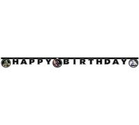 Procos- Guirlande d'anniversaire Happy Birthday Star Wars Galaxy en Papier FSC, PR93884, Noir
