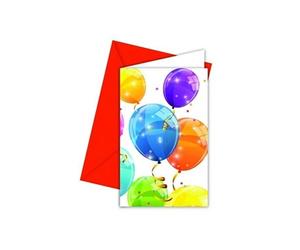 Procos invitations ballons 16 x 12 cm multicolore 6 pièces