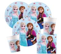 Procos Kit de fête 36 pièces La Reine des Neiges Idyllic Wonder avec assiettes en carton, gobelets en carton, serviettes pour anniversaire d'enfant Anna, Elsa