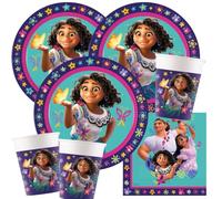 Procos Kit de fête Encanto 52 pièces pour 16 enfants | Assiettes en carton, gobelets en carton, serviettes pour anniversaire d'enfant