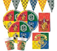 Procos Kit de fête Harry Potter - Poudlard Houses, 45 pièces, assiettes en carton, gobelets en carton, serviettes, sacs de fête, fanions pour anniversaire d'enfant