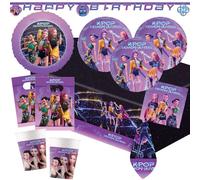 Procos Kit de fête Kpop Demon Hunters, 47 pièces, assiettes en carton, gobelets en carton, serviettes, guirlande, décoration pour anniversaire d'enfant